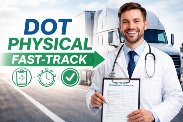 Driver receiving DOT physical exam consultation